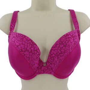 Le Mystere 32G 9978 Safari Plunge Magenta Pink Lace Underwire Lined T Shirt Bra